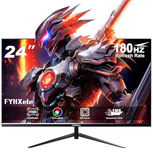 FYHXele 24 Inch Gaming Monitor FHD 1080P Fast IPS 180Hz
